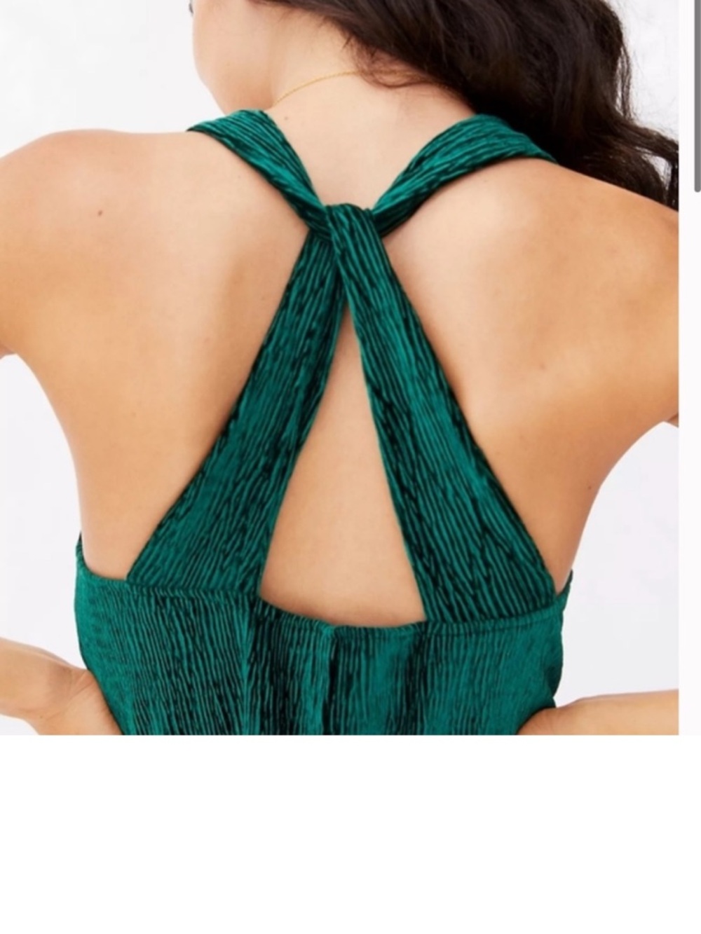 NWT Anthropologie x Maeve Holly Velvet Green Cross Back Dress Size Small